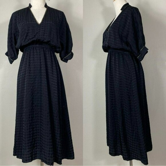 NWOT & Other Stories Stockholm Atelier Black Houndstooth Midi Dress Size 0 - Picture 1 of 8